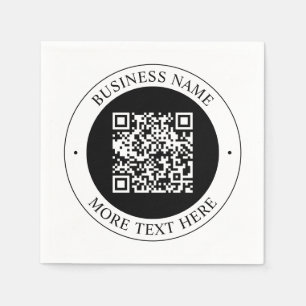 QR Code with Business Name Editable Circular Text Napkin