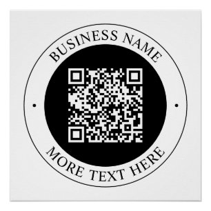 QR Code with Business Name Editable Circular Text Poster
