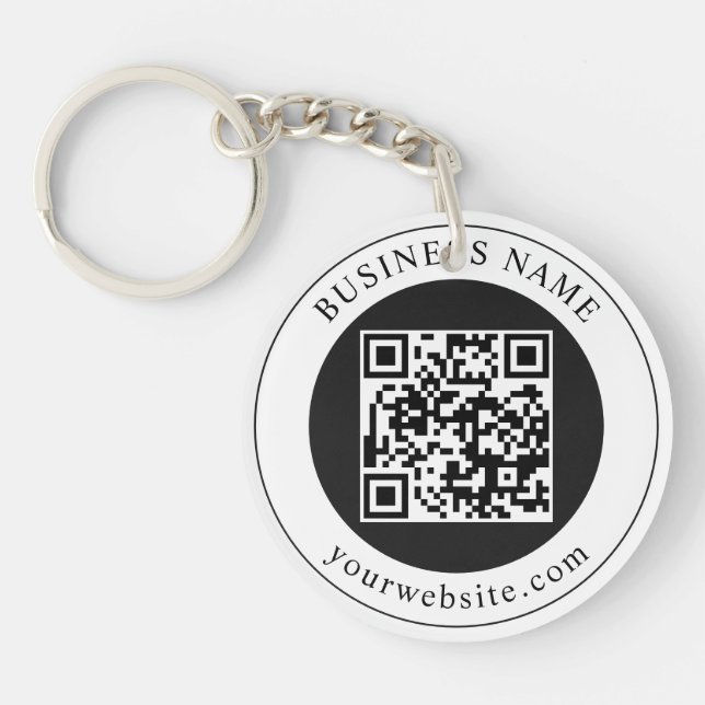 QR Code with Business Name Editable Key Ring (Front)