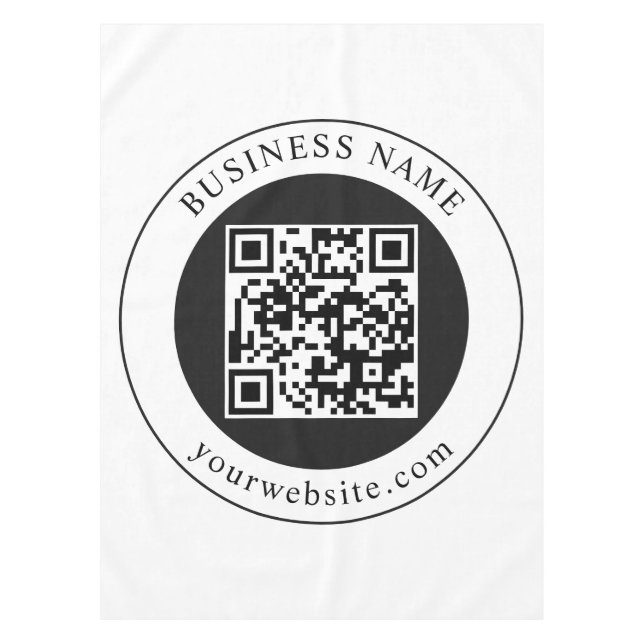 QR Code with Business Name Editable Tablecloth (Front)