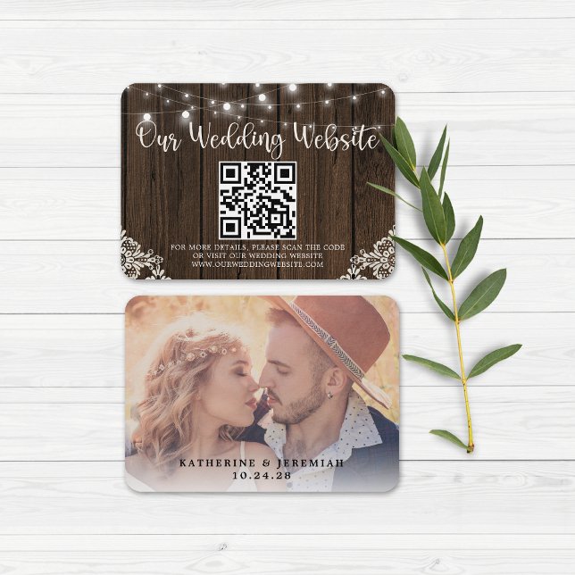 QR Code Wood Lights Lace Wedding Website (Creator Uploaded)