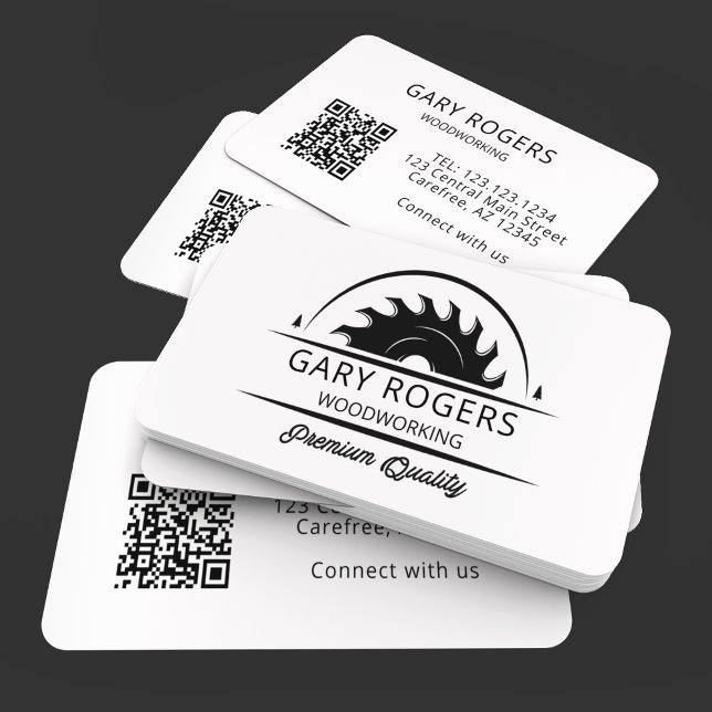 QR Code Woodworking Profession Business Card (Creator Uploaded)