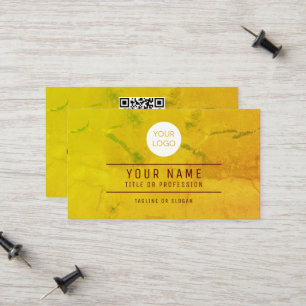 QR Code Yellow Abstract Name Professional Logo Calling Card
