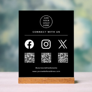 QR Code Your Logo Follow Scan Me Connect With Us Acrylic Sign
