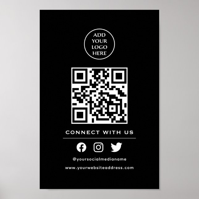 QR Code Your Logo Follow Scan To Connect With Us Poster (Front)