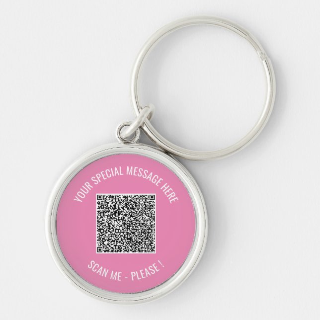 QR Code Your Special Message Modern Surprise Gift  Key Ring (Front)