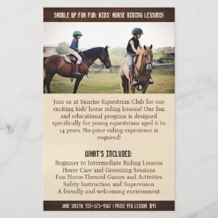 QR Coded Kids' Horse Riding Classes Flyer 