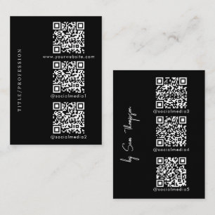 QR Codes 6 Scannable Website & Social Media Black Calling Card