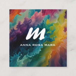 *~* QR Colourful Modern Abstract Bold AP93  Square Business Card