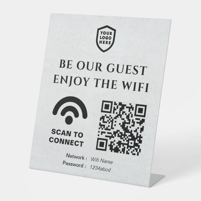 QR Connect Wifi | Business Logo Pedestal Sign (Front)