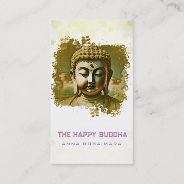 *~* QR Copper Artsy Buddha AP33 QR Logo Business Card (Front)