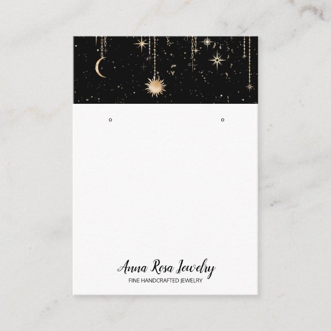 *~* QR Cosmic Celestian Sun Moon Jewellery Earring Business Card (Front)