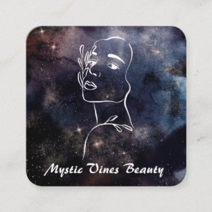 *~* QR Cosmic Nebula Fantasy Goddess Floral Square Square Business Card