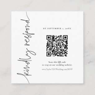 QR Elegant Calligraphy Wedding square RSVP Enclosure Card