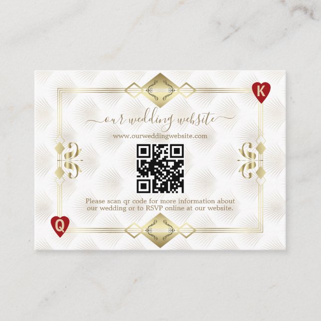 QR Elegant Gold White Art Deco 20s Casino Vegas   Enclosure Card (Front)