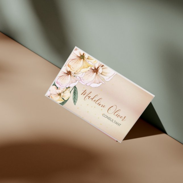 QR Floral Cinnamon Colour Elegant  Business Card (Creator Uploaded)