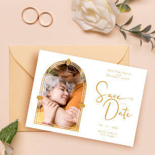 QR in Exquisite fancy Arch Photo Wedding Save The Date