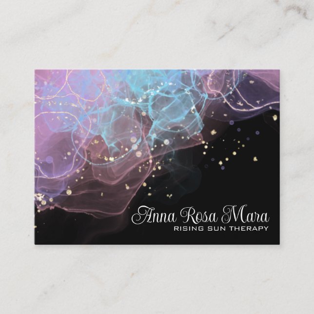 *~* QR  Logo AP46 Elegant Ethereal Magical Glitter Business Card (Front)