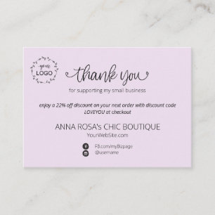 *~* QR Logo .  Minimal Simple Thank You Branding Enclosure Card