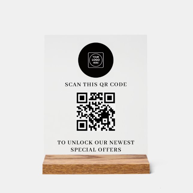 QR Logo Minimalist Acrylic Sign (Front)
