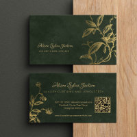 QR Luxury green elegant faux gold foil foliage