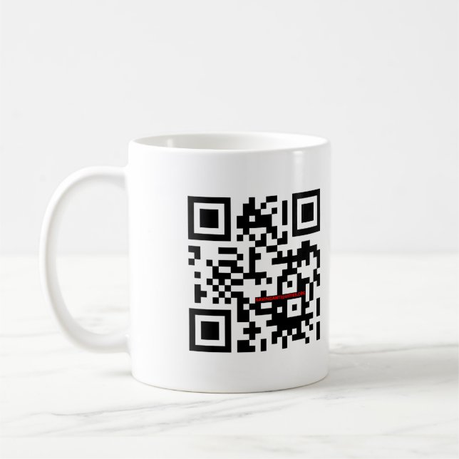 "QR me SAFE" black mug (Left)