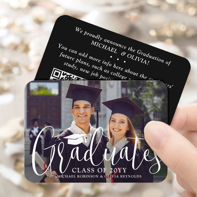 QR Mini Double Graduation Joint Announcement Card (Creator Uploaded)