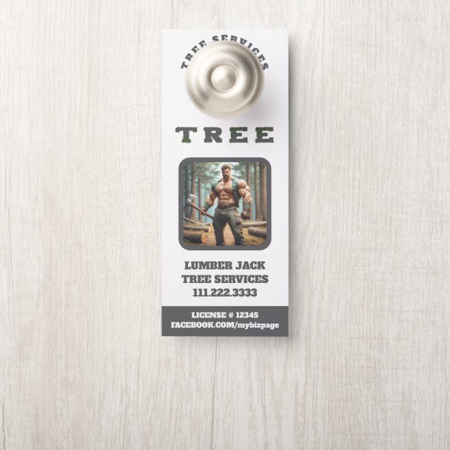 *~*   QR Muscular  Lumber Jack Tree Services Door Hanger (On Knob)