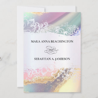 *~* QR Pastel  RSVP AR2 Agate Wedding Invitation