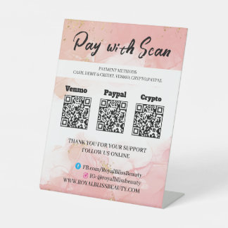 QR Payment Table Tent Tabletop Pedestal Sign