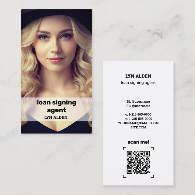 QR Photo Notary Insta Calling Card (Front/Back)