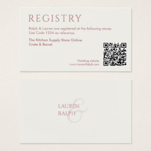 QR Pink & Ivory Gift Registry Enclosure Card