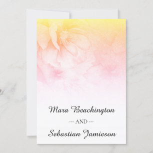 *~* QR RSVP Floral Glitter Ombre Peach Wedding Invitation
