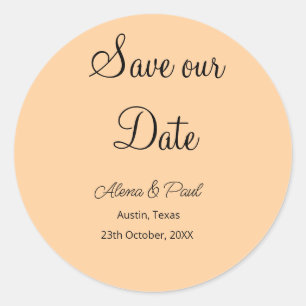 QR Save Our Date add photoname date black white Classic Round Sticker