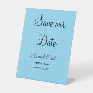 QR Save Our Date add photoname date black white  Pedestal Sign