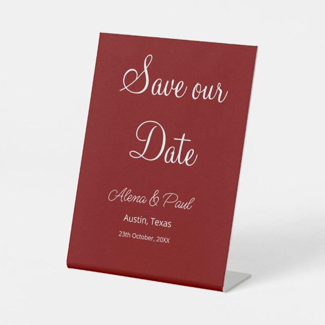 QR Save Our Date add photoname date black white  Pedestal Sign (Front)