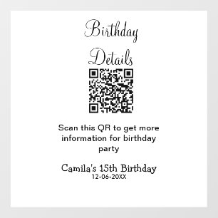 QR scan birthday party details modern 15 birthday