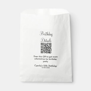 QR scan birthday party details modern 15 birthday Favour Bag