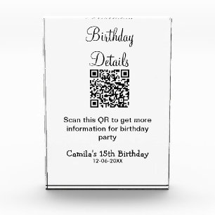 QR scan birthday party details modern 15 birthday  Photo Block