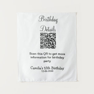 QR scan birthday party details modern 15 birthday Tapestry