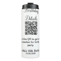 QR scan birthday party details modern 15 birthday 