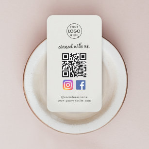 QR Scan to Connect   Instagram Facebook Grey Business Card