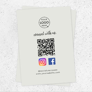 QR Scan to Connect Instagram Facebook Grey Enclosure Card