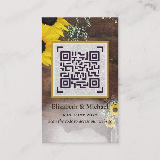 QR Scanning Code RSVP Wedding Details Enclosures Business Card (Front)