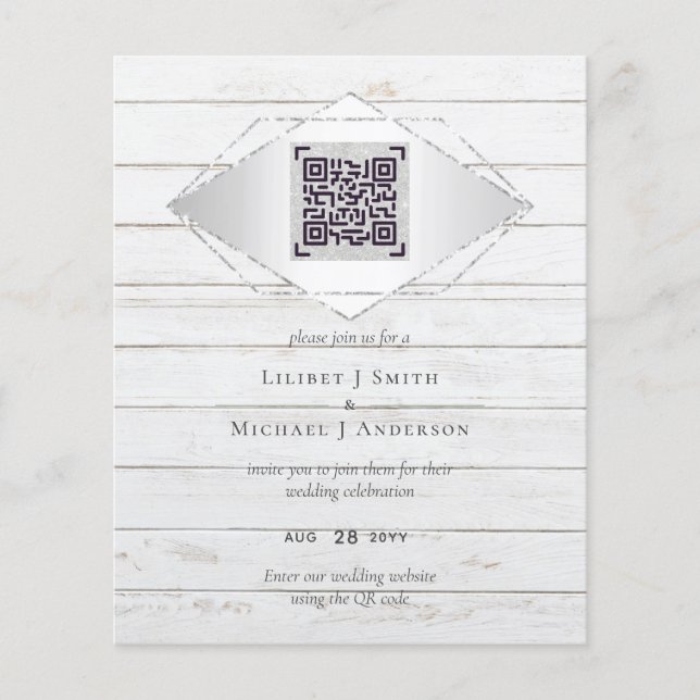 QR Scanning Code Wedding Invitations Diamond Chic Flyer (Front)