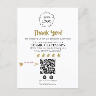 *~* QR Simple Minimal  Review Logo THANK YOU AP8 Postcard