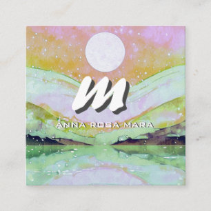 *~* QR SUN Modern Abstract Landscape Nature AP93 Square Business Card
