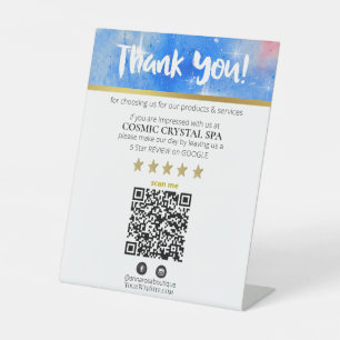 *~* QR THANK YOU REVIEW Cosmos Galaxy Nebula AP8 Pedestal Sign