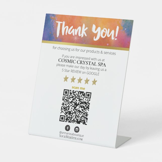 *~* QR THANK YOU REVIEW Galaxy Cosmic Nebula AP8 Pedestal Sign (Front)