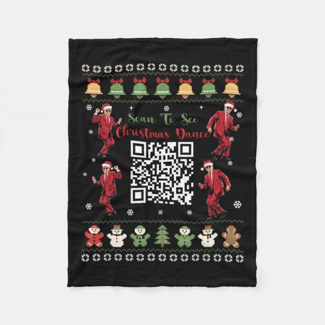 Qr Trump Dance Code President Dance Code Christmas Fleece Blanket (Front)